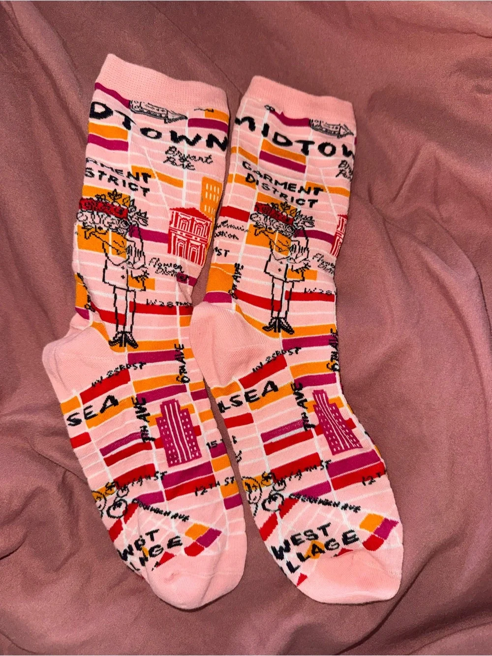NWOT Kate Spade New York NYC Manhattan Icons pink socks